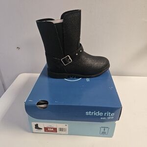 Stride Rite Sparkly Black Boots with Buckle